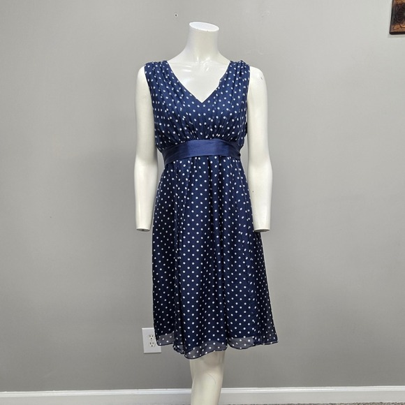 Seraphine Dresses & Skirts - Luxe By‎ Seraphine 100% Silk Midi Maternity Dress Size 10 Blue Polka Dot Modest